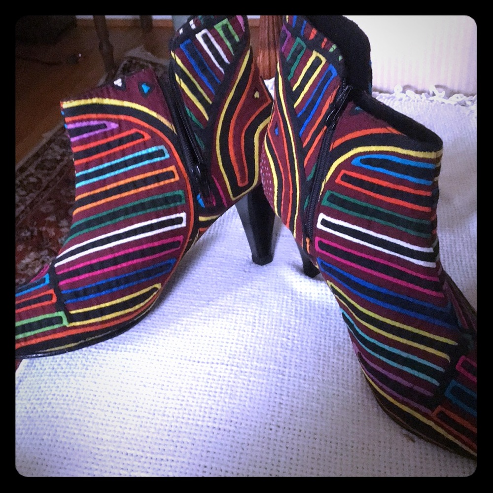 Handmade Multi-colored fabric Booties